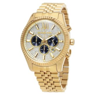 high end automatic gold watch with diamond encrusted dial and gold details