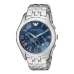 silver Emporio Armani watch with azure dial and silver details