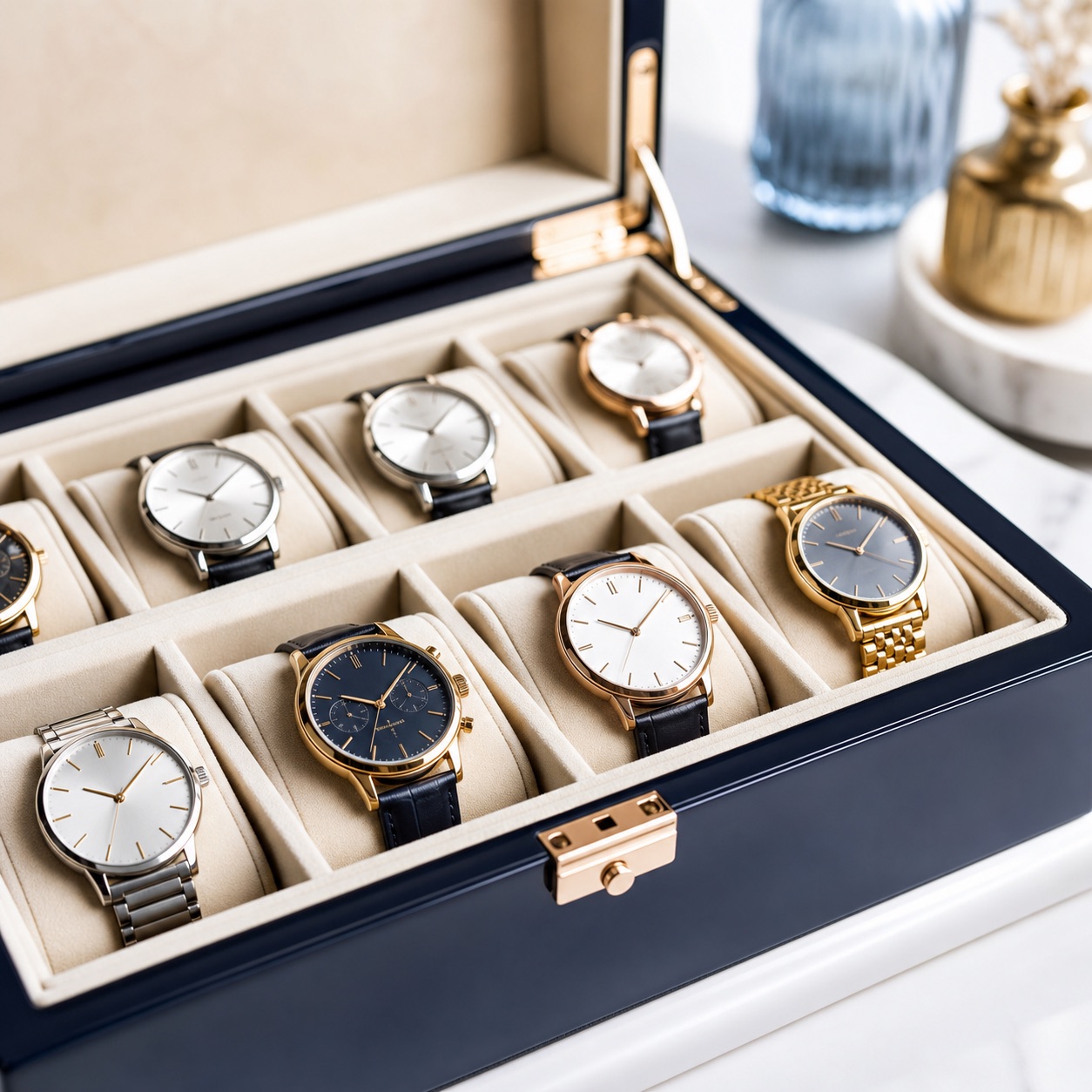 Photorealistic watch display close-up